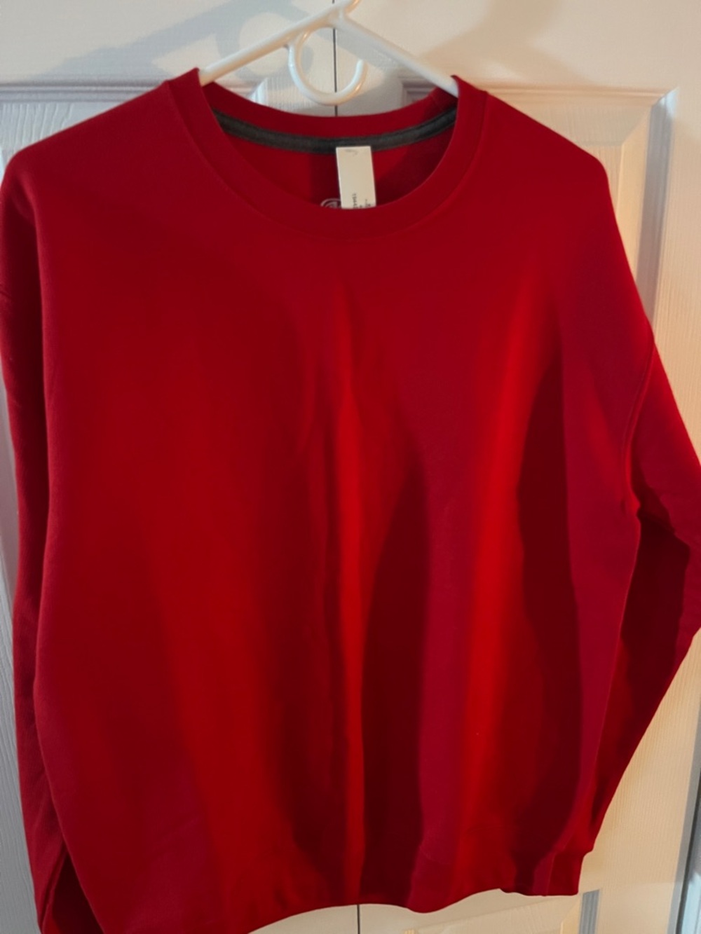 Men's Red Crewneck Sweatshirt with subtle waffle knit pattern - Classic Casual